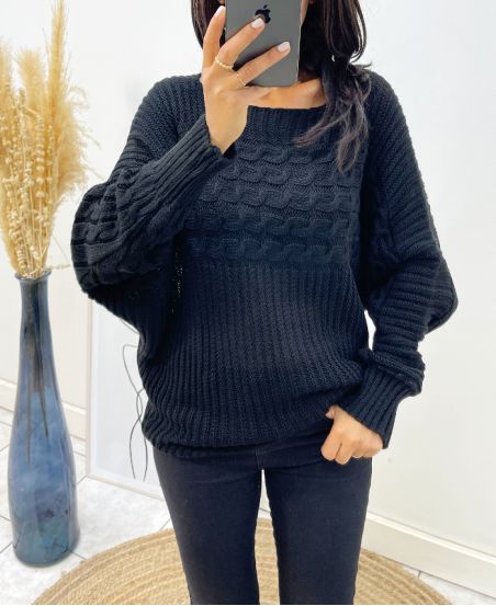 TWISTED SWEATER AH143 BLACK