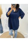 CURVY COLLECTION TUNIC MID-LENGTH FLUID OVERSIZE AH312 NAVY BLUE