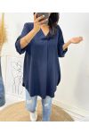 CURVY COLLECTION TUNIC MID-LENGTH FLUID OVERSIZE AH312 NAVY BLUE