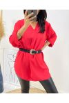 COLLECTION CURVY TUNIQUE MI LONGUE FLUIDE OVERSIZE AH312 ROUGE