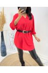 COLLECTION CURVY TUNIQUE MI LONGUE FLUIDE OVERSIZE AH312 ROUGE