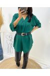 COLLECTION CURVY TUNIQUE MI LONGUE FLUIDE OVERSIZE AH312 VERT EMERAUDE