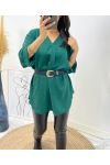 COLLECTION CURVY TUNIQUE MI LONGUE FLUIDE OVERSIZE AH312 VERT EMERAUDE