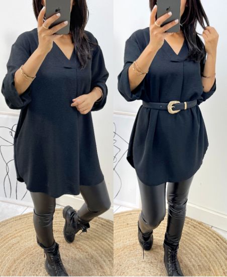 COLLECTION CURVY TUNIQUE MI LONGUE FLUIDE OVERSIZE AH312 NOIR