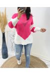 BI-COLOR OPENGEWERKTE PULLOVER AH210 FUSHIA