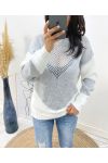 PULLOVER BI-COLORE AJOURE AH210 GRIS