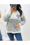 PULLOVER RAYE COEUR AH271 GRIS