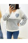 PULLOVER RAYE COEUR AH271 GRIS