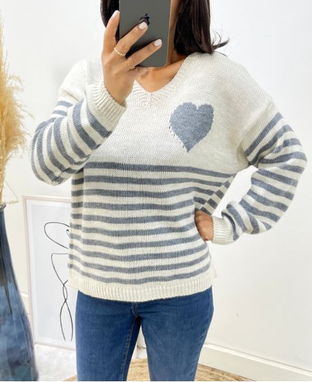 PULLOVER SCRATCH HEART AH271 GRIGIO