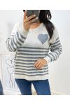 PULLOVER RAYE COEUR AH271 GRIS