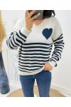 JERSEY STRIPE HEART AH271 AZUL MARINO