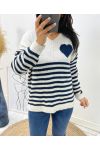 JERSEY STRIPE HEART AH271 AZUL MARINO