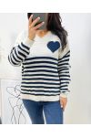 JERSEY STRIPE HEART AH271 AZUL MARINO