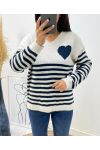 JERSEY STRIPE HEART AH271 AZUL MARINO