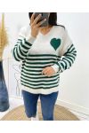 PULLOVER RAYE COEUR AH271 VERT EMERAUDE