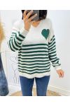 PULLOVER RAYE COEUR AH271 VERT EMERAUDE