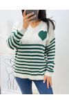 PULLOVER RAYE COEUR AH271 VERT EMERAUDE