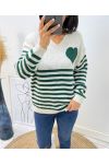 PULLOVER RAYE COEUR AH271 VERT EMERAUDE