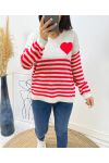 PULLOVER RAYE COEUR AH271 ROUGE