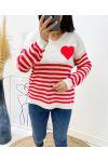 PULLOVER RAYE COEUR AH271 ROUGE