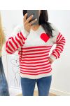 PULLOVER RAYE COEUR AH271 ROUGE