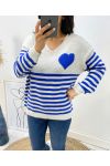 JERSEY STRIPE HEART AH271 ROYAL BLUE