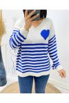 JERSEY STRIPE HEART AH271 ROYAL BLUE