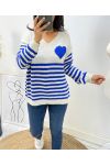 JERSEY STRIPE HEART AH271 ROYAL BLUE