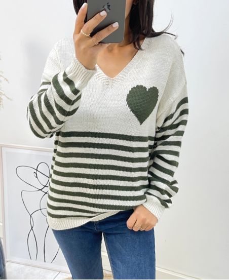 PULLOVER RAYE COEUR AH271 KAKI