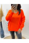 SWEATER BIG MESH SOFT V-NECK AH334 ORANGE