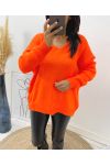 SWEATER BIG MESH SOFT V-NECK AH334 ORANGE