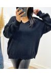 PULLOVER BIG MESH WEICHER V-AUSSCHNITT AH334 SCHWARZ