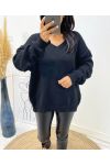 SWEATER BIG MESH SOFT V-NECK AH334 BLACK