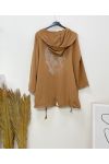 GILET FIN STRASS TETE DE MORT AH377 CAMEL