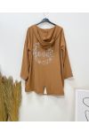 GILET FIN STRASS LOVE AH392 CAMEL