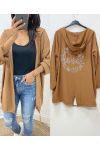 GILET FIN STRASS LOVE AH392 CAMEL