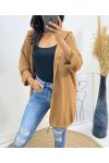 GILET FIN STRASS LOVE AH392 CAMEL