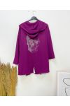 GILET FINE STRASS CRANIO AH377 PLUM