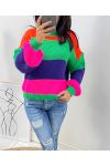 PULLOVER A STRISCE MULTICOLORE AH413 ARANCIO