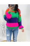 PULLOVER A STRISCE MULTICOLORE AH413 ARANCIO