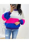 VEELKLEURIGE STREEP PULLOVER AH413 WIT