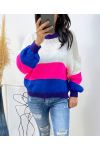 PULLOVER A STRISCE MULTICOLORE AH413 BIANCO