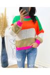 VEELKLEURIGE STREEP PULLOVER AH413 GROEN