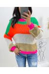 MULTICOLORED STRIPE PULLOVER AH413 GREEN