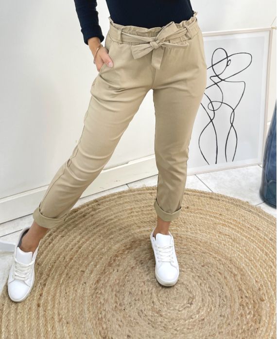 PANTS + BELT TO tie AH430 BEIGE