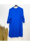 ROBE TUNIQUE OVERSIZE DOS PLISSE AH368 BLEU ROYAL