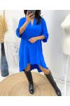 ROBE TUNIQUE OVERSIZE DOS PLISSE AH368 BLEU ROYAL