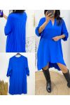 ROBE TUNIQUE OVERSIZE DOS PLISSE AH368 BLEU ROYAL