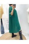 ROBE TUNIQUE OVERSIZE DOS PLISSE AH368 VERT EMERAUDE