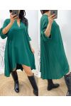 ROBE TUNIQUE OVERSIZE DOS PLISSE AH368 VERT EMERAUDE